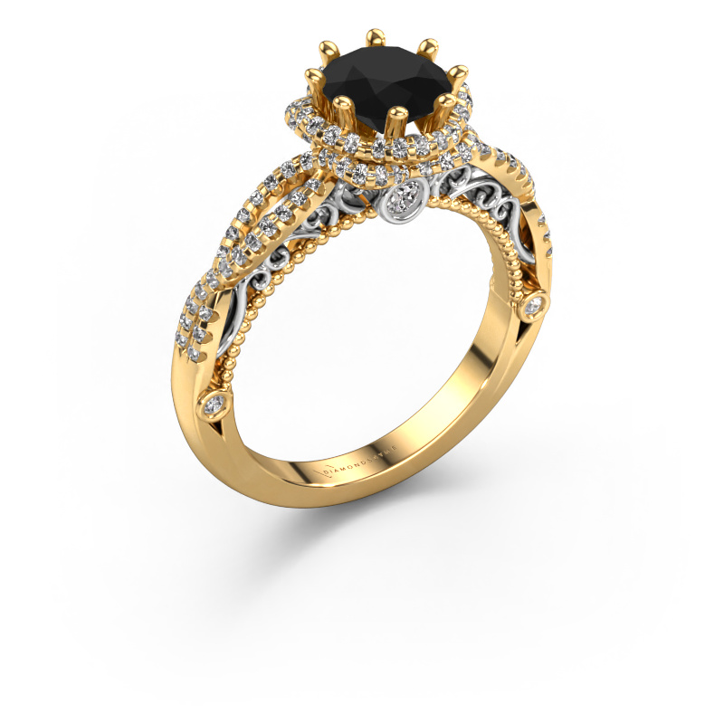 Image de Bague de fiançailles Lysanne 585 or jaune Diamant noir 1.75 crt