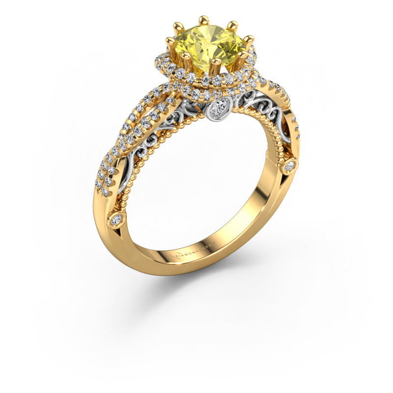 Image of Engagement ring Lysanne 585 gold Yellow lab grown diamond 6.5 mm