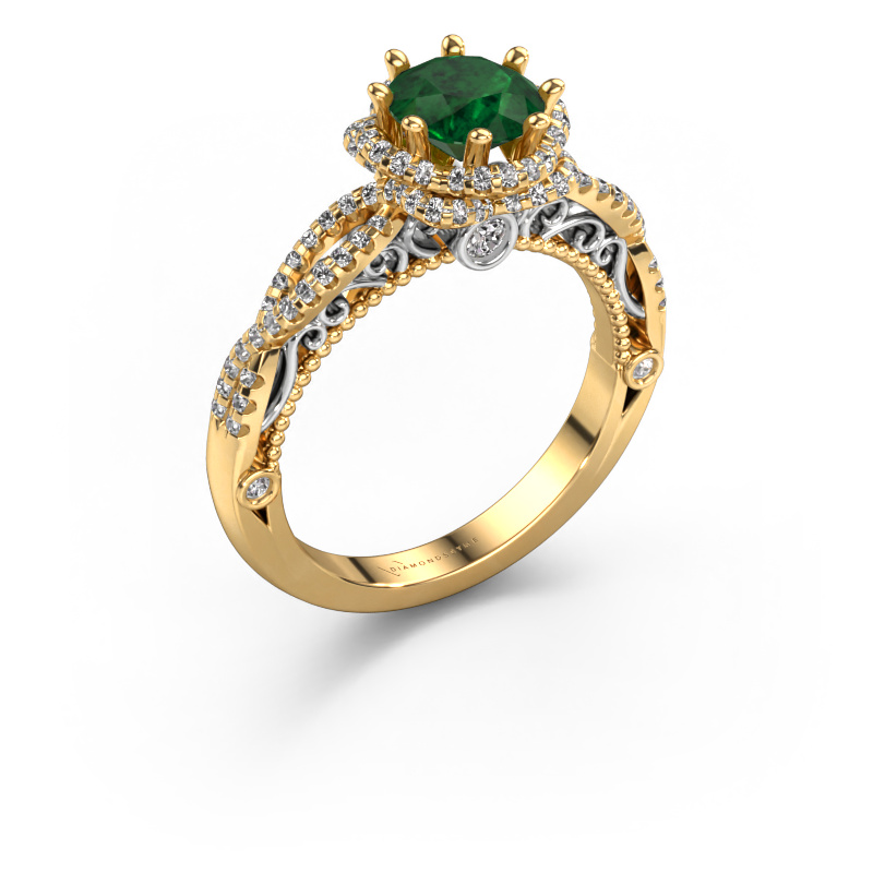 Image of Engagement ring Lysanne 585 gold Emerald 6.5 mm
