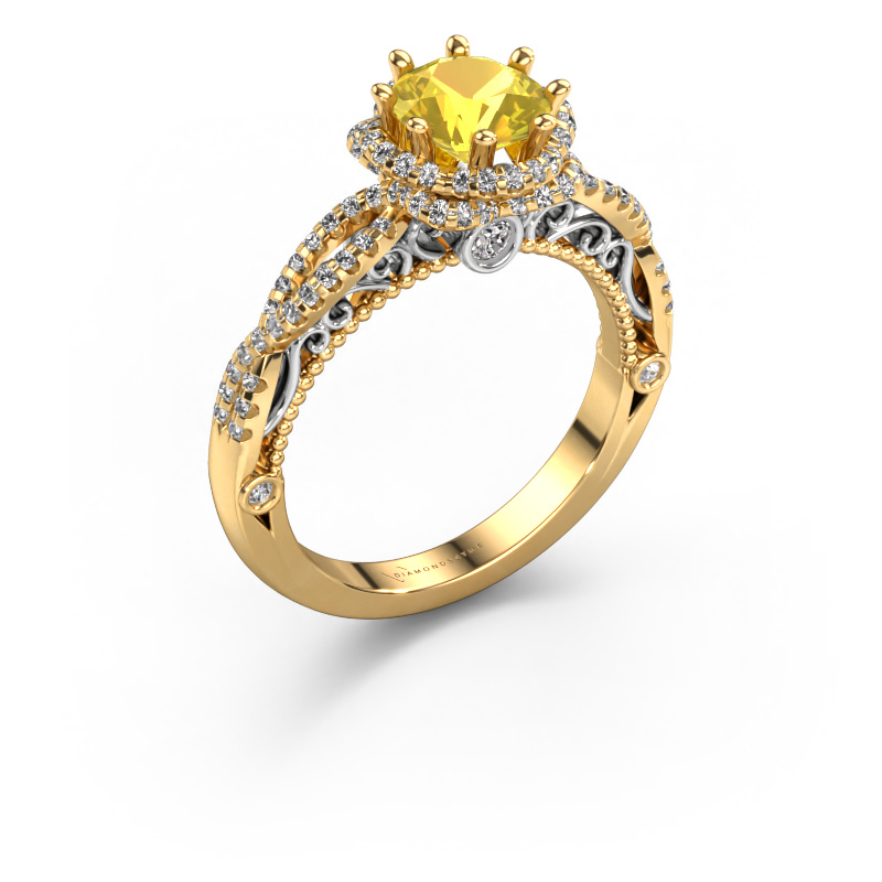 Bild von Verlobungsring Lysanne 585 Gold Gelb Saphir 6.5 mm