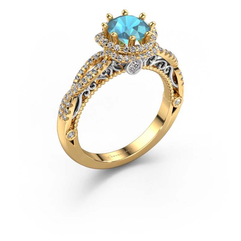 Image of Engagement ring Lysanne 585 gold Blue topaz 6.5 mm