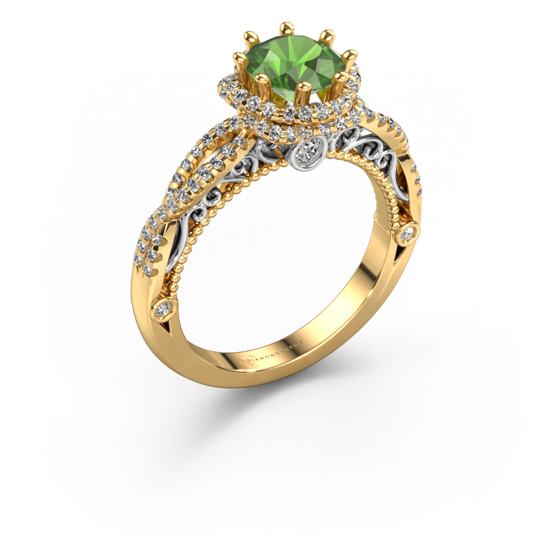 Image de Bague de fiançailles Lysanne 585 or jaune Vert tourmaline 6.5 mm