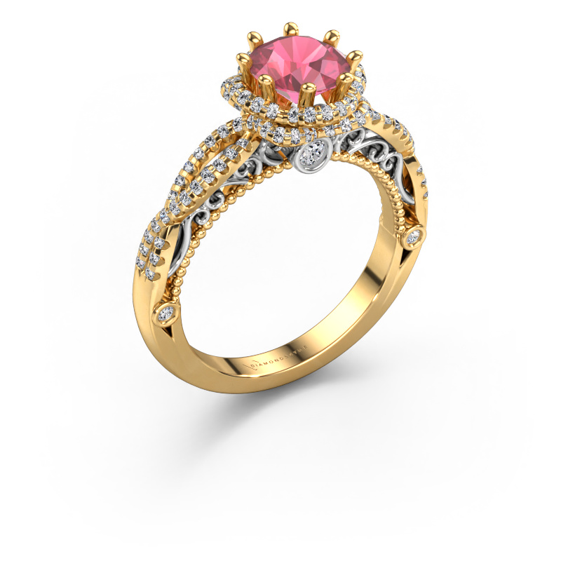 Image of Engagement ring Lysanne 585 gold Tourmaline pink 6.5 mm