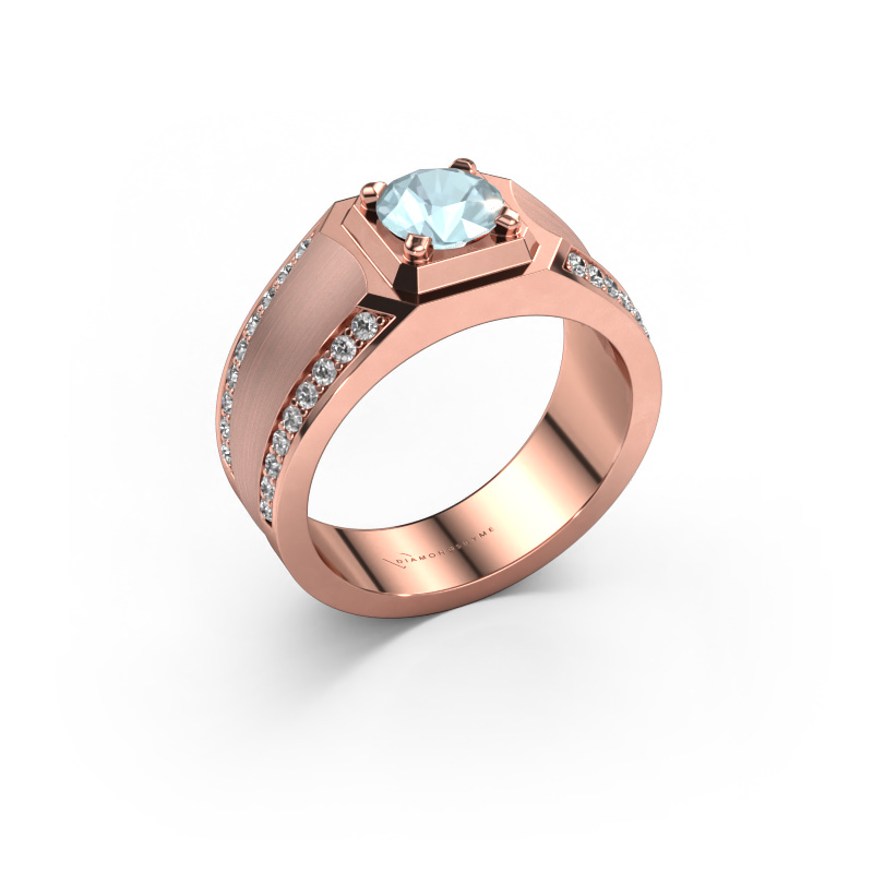 Image of Men's ring Maarten 585 rose gold Aquamarine 6.5 mm