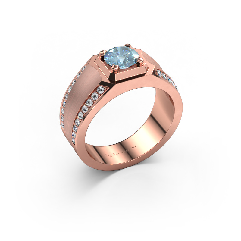 Image de Bague pour homme Maarten 585 or rose Diamant synthétique bleu 6.5 mm