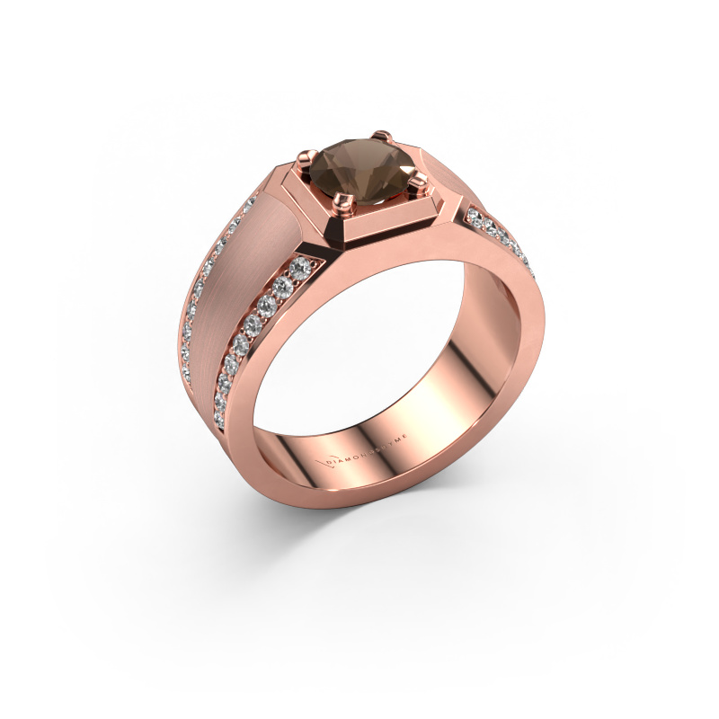 Image of Men's ring Maarten 585 rose gold Smokey quartz 6.5 mm