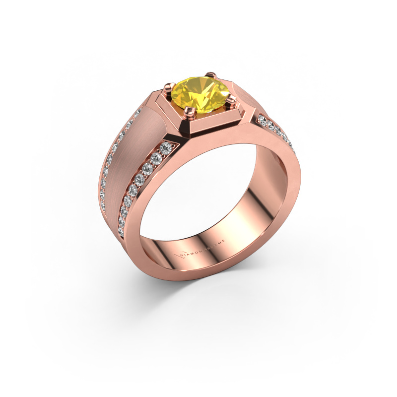 Image of Men's ring Maarten 585 rose gold Yellow sapphire 6.5 mm