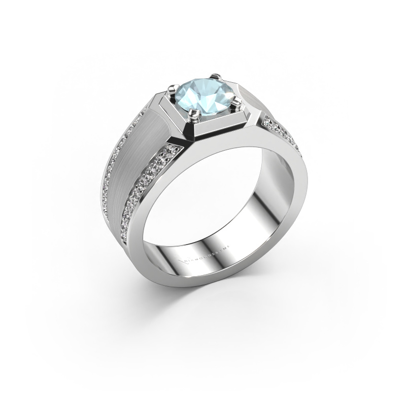 Image of Men's ring Maarten 585 white gold Aquamarine 6.5 mm