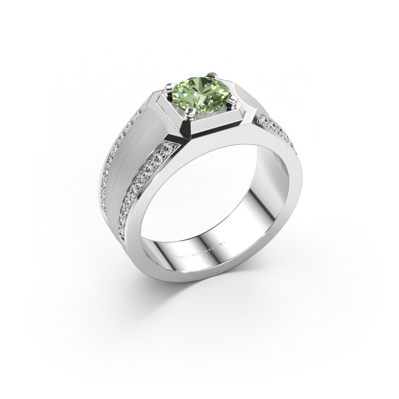 Afbeelding van Heren ring Maarten 950 platina Groene lab grown diamant 6.5 mm