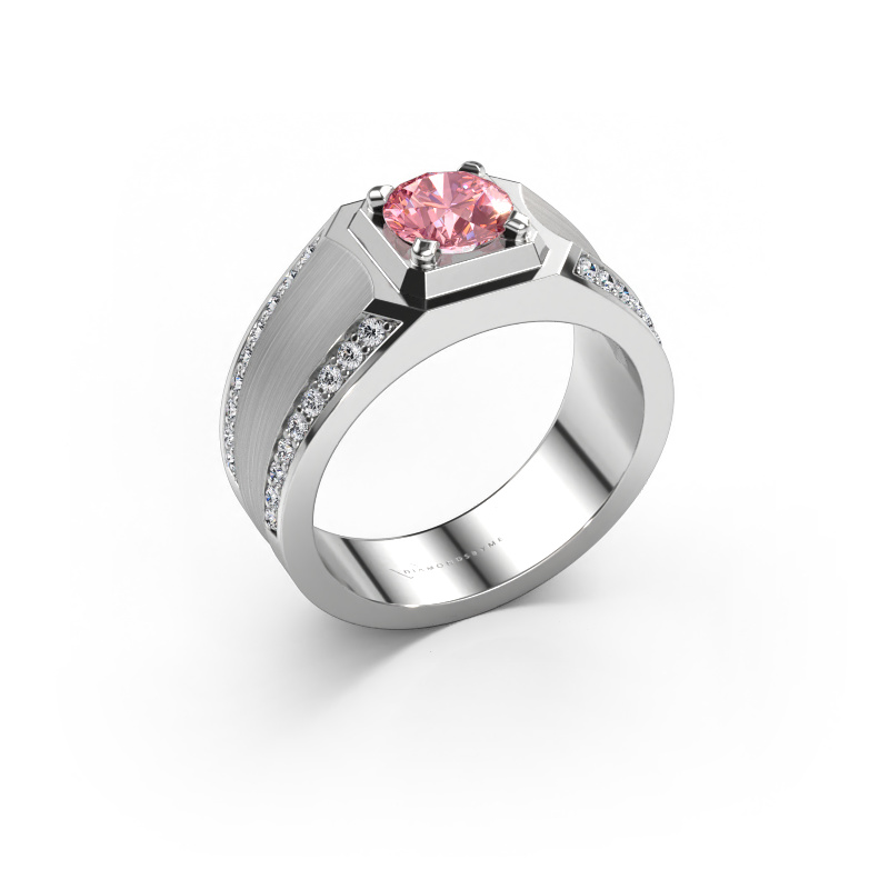 Afbeelding van Heren ring Maarten 585 witgoud Roze lab grown diamant 6.5 mm