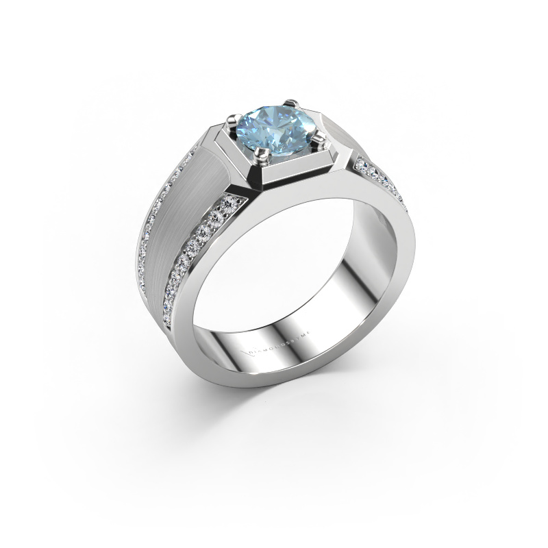Image de Bague pour homme Maarten 950 platine Diamant synthétique bleu 6.5 mm