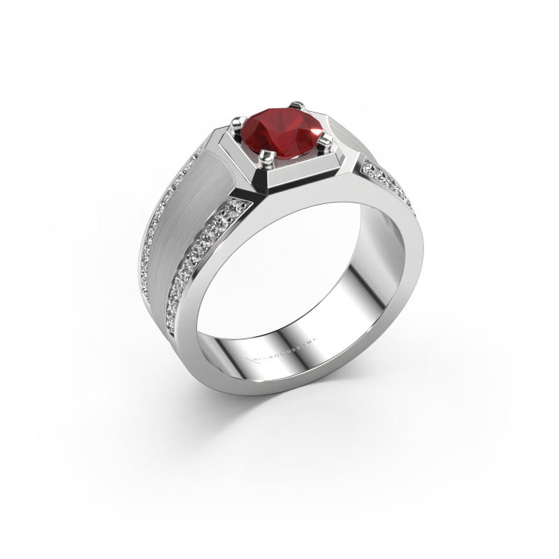 Image of Men's ring Maarten 585 white gold Ruby 6.5 mm