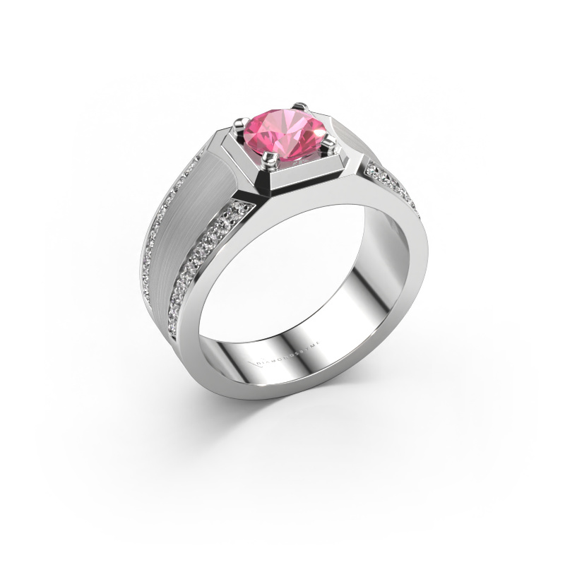 Image of Men's ring Maarten 950 platinum Pink sapphire 6.5 mm