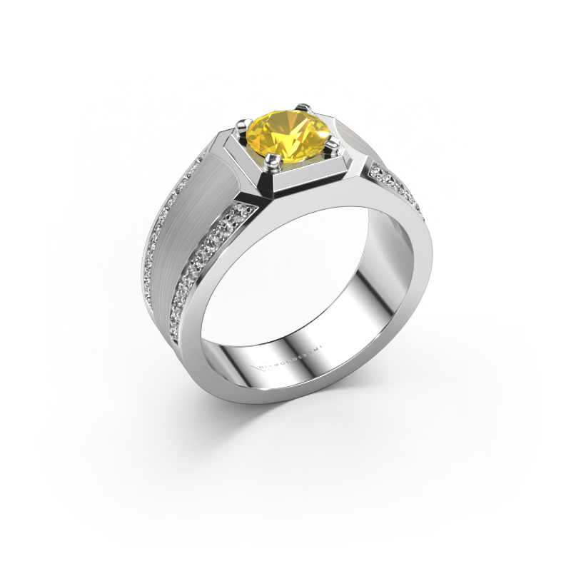 Image of Men's ring Maarten 950 platinum Yellow sapphire 6.5 mm