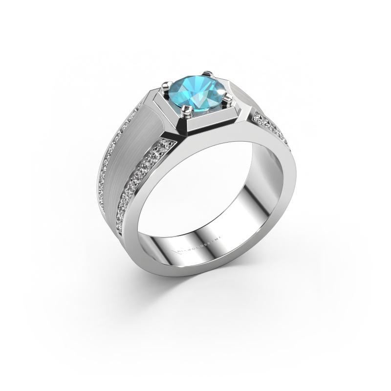 Image of Men's ring Maarten 950 platinum Blue topaz 6.5 mm