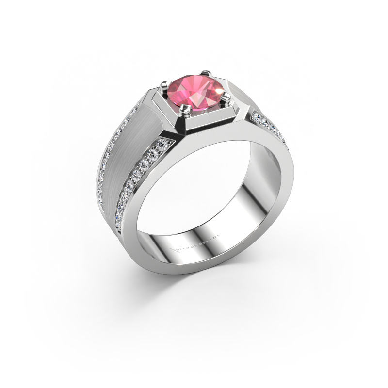 Image of Men's ring Maarten 950 platinum Tourmaline pink 6.5 mm