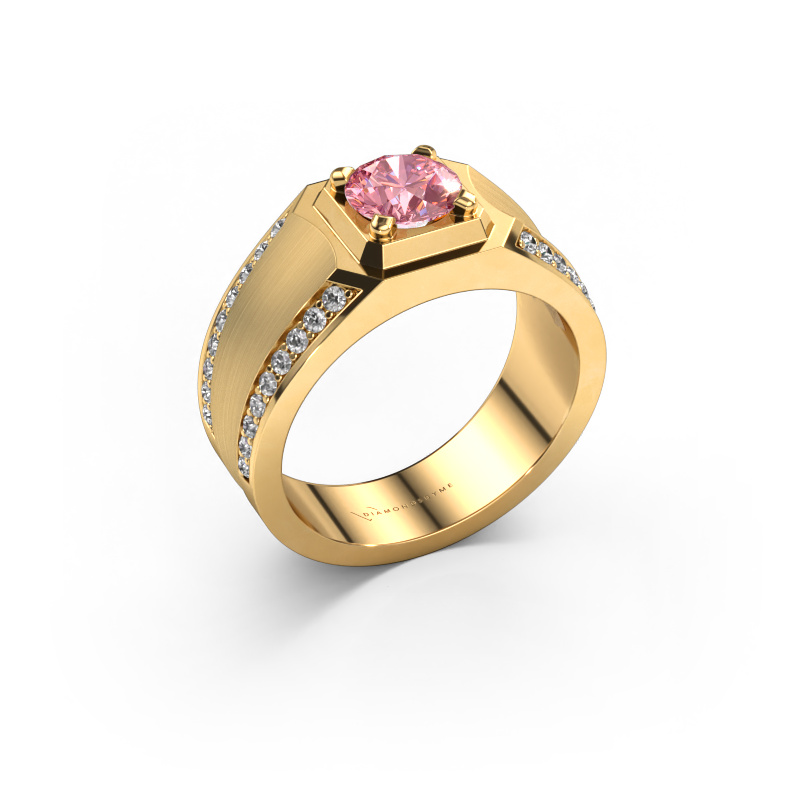 Image of Men's ring Maarten 585 gold Pink lab grown diamond 6.5 mm