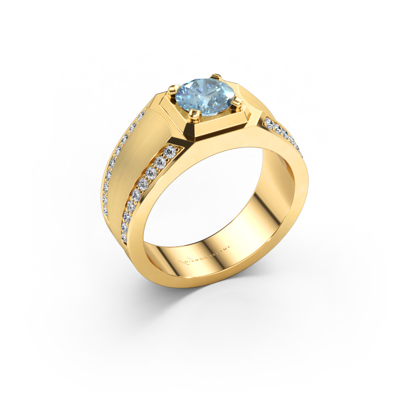 Bild av Herrring Maarten 585 gult guld Blå labbodlad diamant 6.5 mm