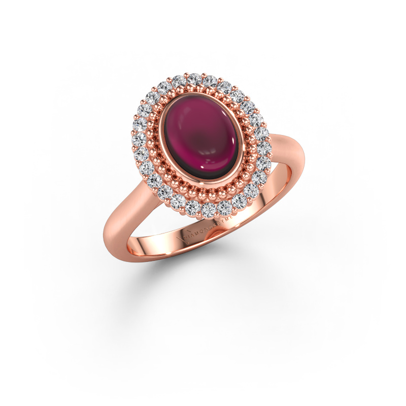 Immagine di Anello Maartje 585 oro rosa Granato 8x6 mm