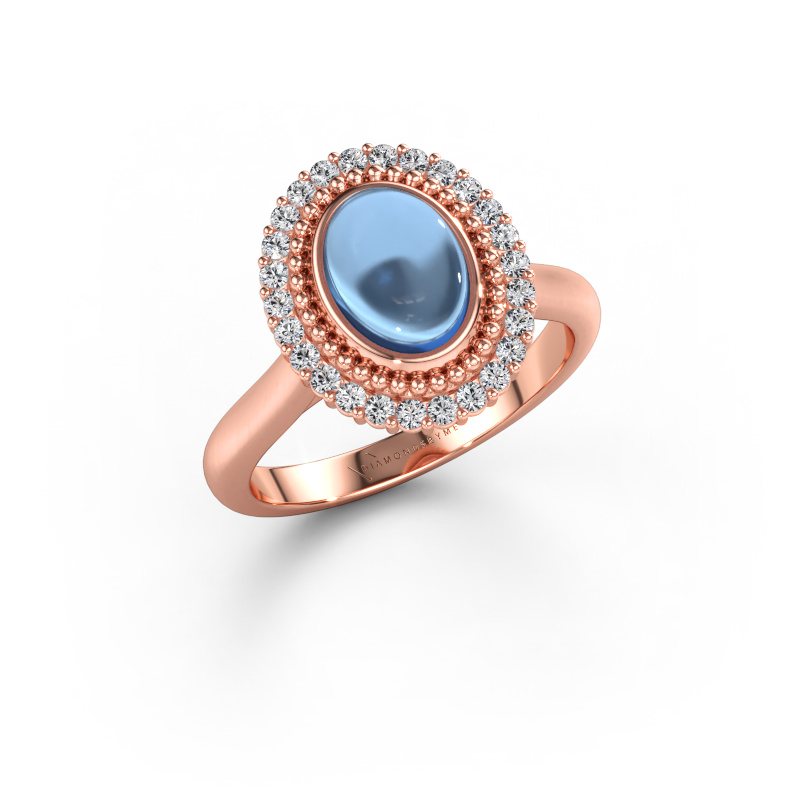 Immagine di Anello Maartje 585 oro rosa Topazio blu 8x6 mm