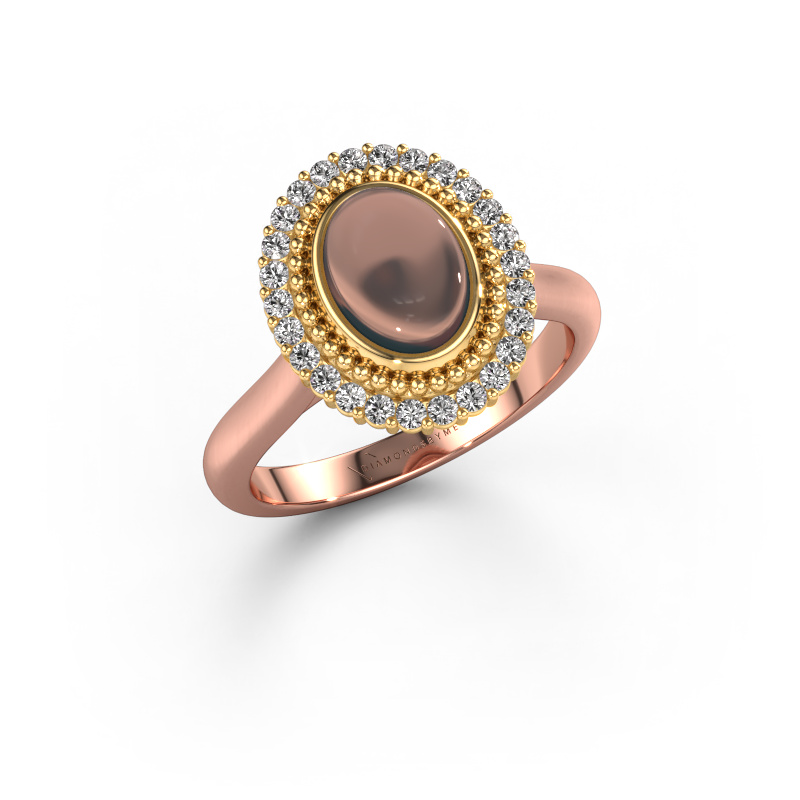 Image of Ring Maartje 585 rose gold Smokey quartz 8x6 mm