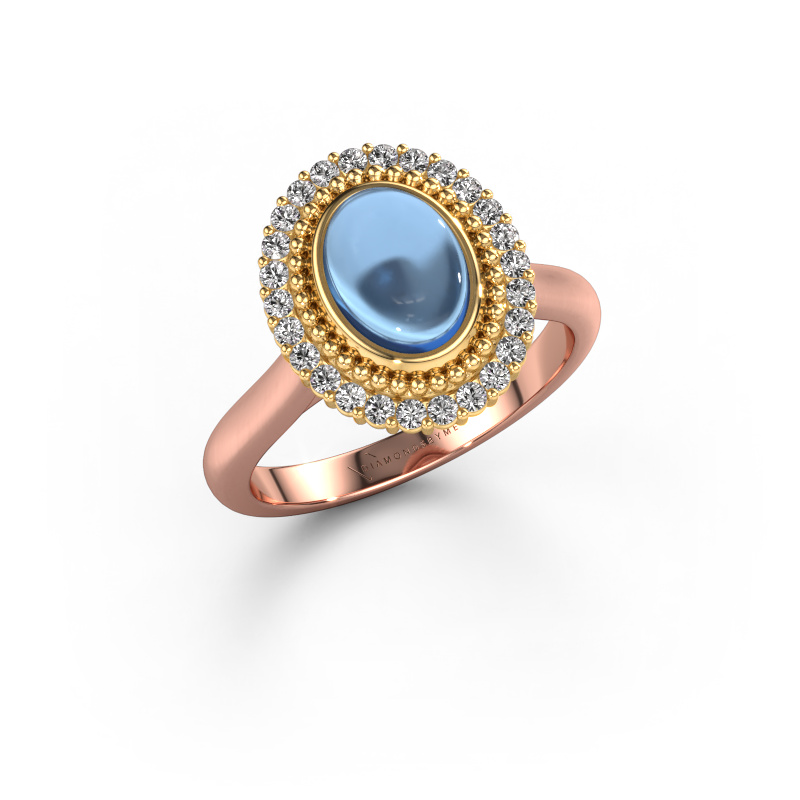 Bild von Ring Maartje 585 Roségold Blau Topas 8x6 mm