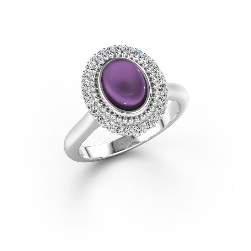 Bild av Ring Maartje 585 vitt guld Ametist 8x6 mm