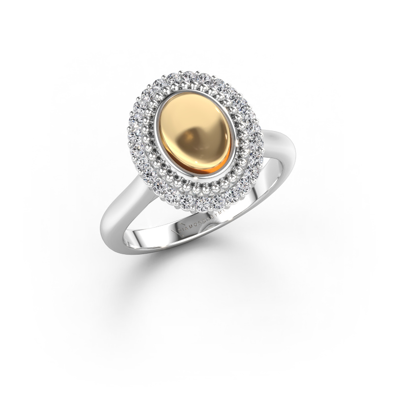 Bild av Ring Maartje 585 vitt guld Citrin 8x6 mm
