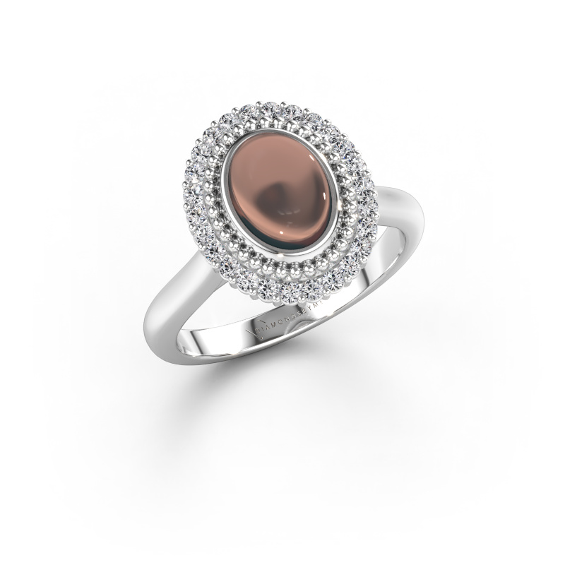 Bild av Ring Maartje 585 vitt guld Rökkvarts 8x6 mm