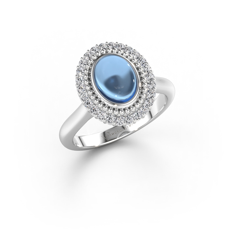 Bild av Ring Maartje 585 vitt guld Blå topas 8x6 mm