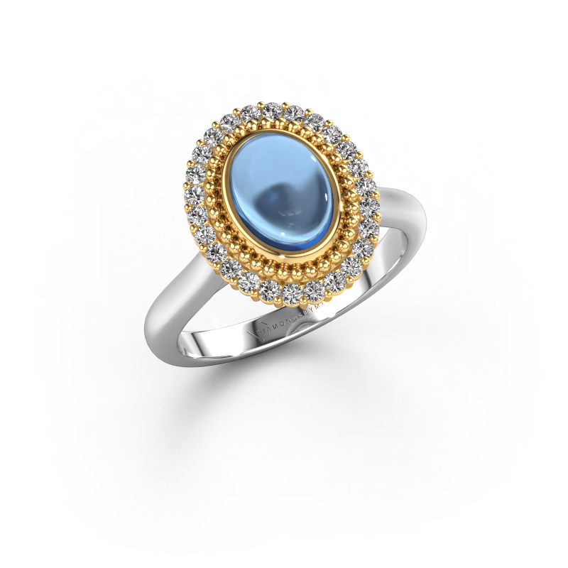 Image of Ring Maartje 585 white gold Blue topaz 8x6 mm