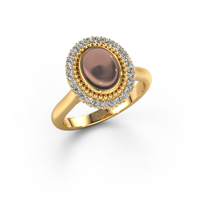 Image of Ring Maartje 585 gold Smokey quartz 8x6 mm