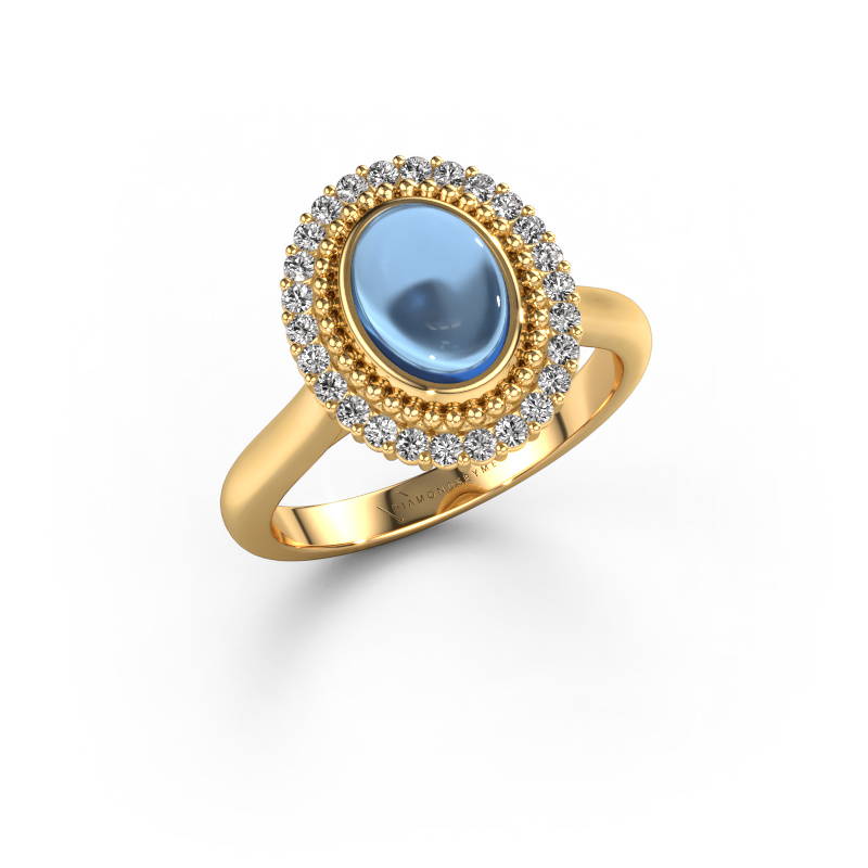 Image of Ring Maartje 585 gold Blue topaz 8x6 mm