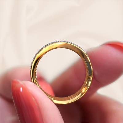 Wide, multiple straps gold Macy ring with diamond Exclusive