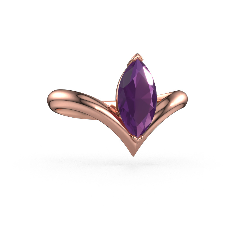Image of Engagement ring Maddy MRQ 585 rose gold Amethyst 11x5.5 mm