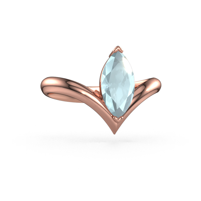 Bild von Verlobungsring Maddy MRQ 585 Roségold Aquamarin 11x5.5 mm