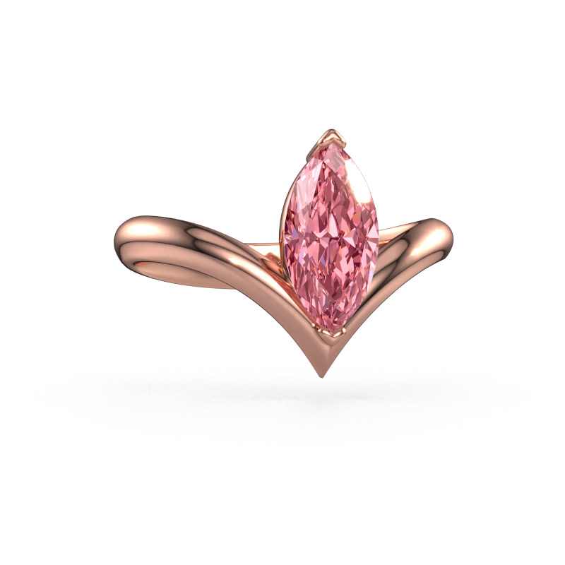 Image of Engagement ring Maddy MRQ 585 rose gold Pink lab grown diamond 11x5.5 mm