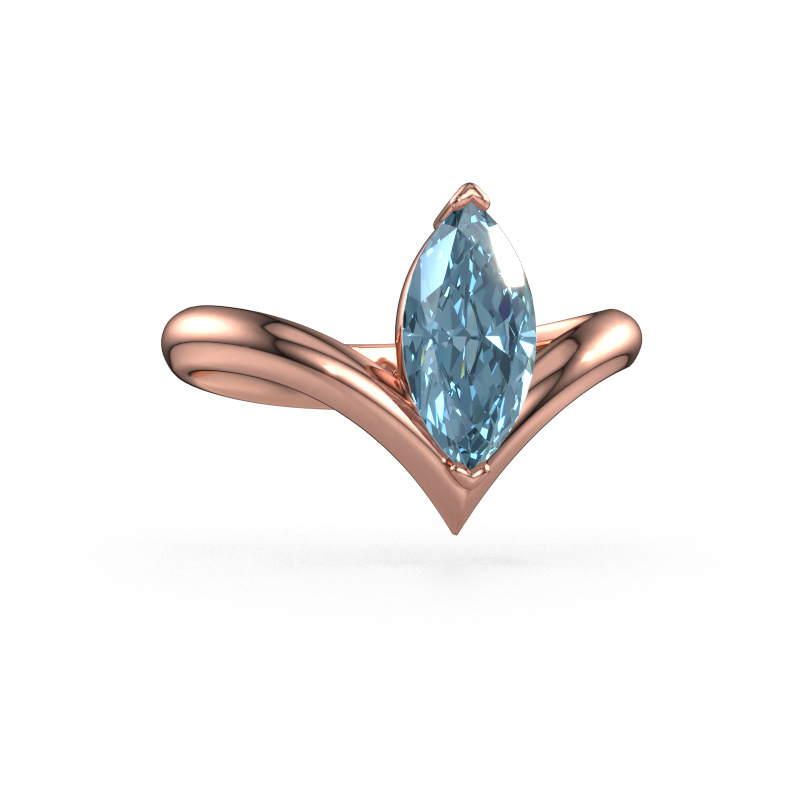 Image of Engagement ring Maddy MRQ 585 rose gold Blue lab grown diamond 11x5.5 mm