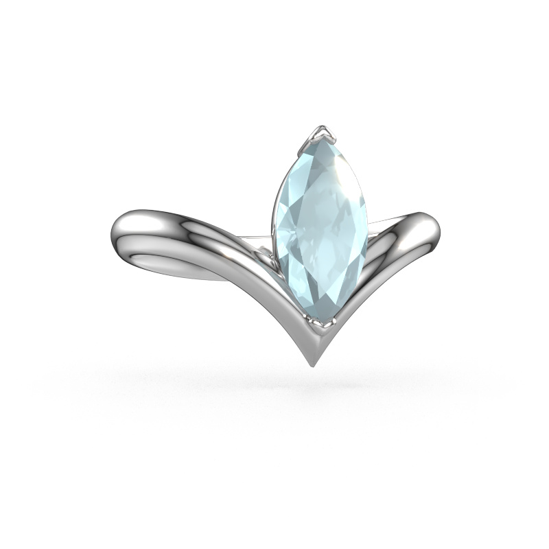 Bild von Verlobungsring Maddy MRQ 950 Platin Aquamarin 11x5.5 mm