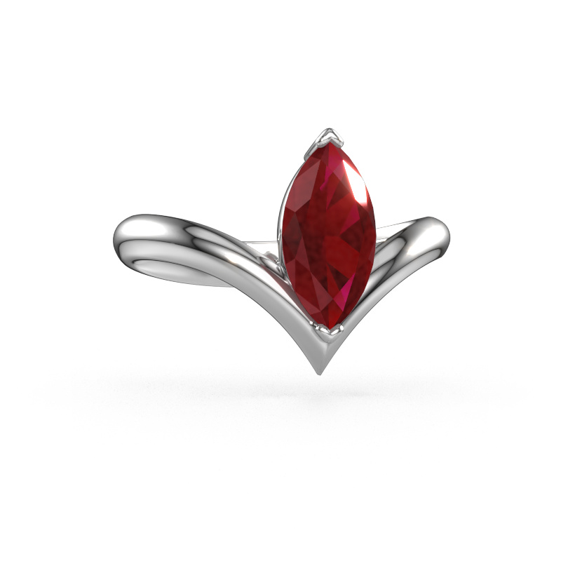 Image of Engagement ring Maddy MRQ 950 platinum Ruby 11x5.5 mm