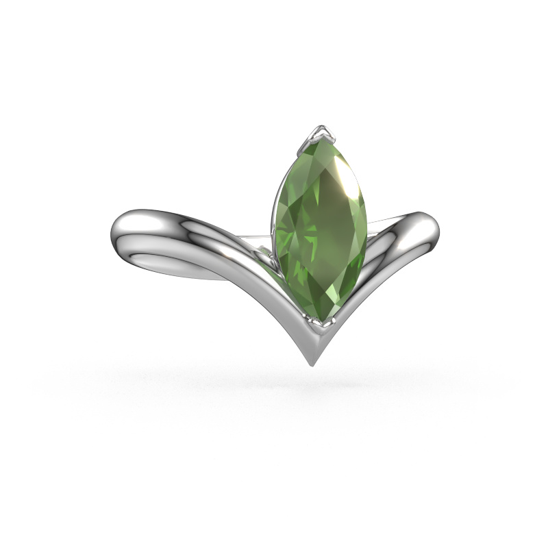 Image de Bague de fiançailles Maddy MRQ 950 platine Vert tourmaline 11x5.5 mm