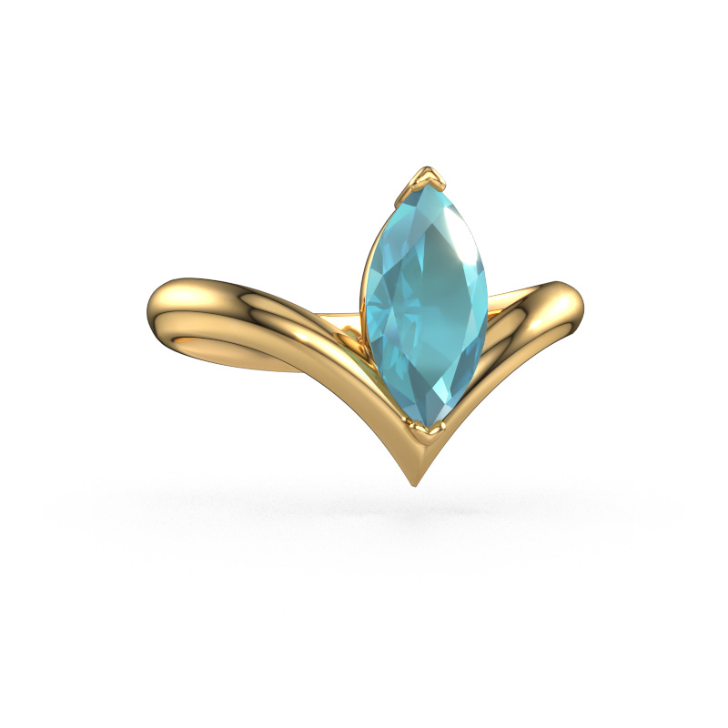 Bild von Verlobungsring Maddy MRQ 585 Gold Blau Topas 11x5.5 mm