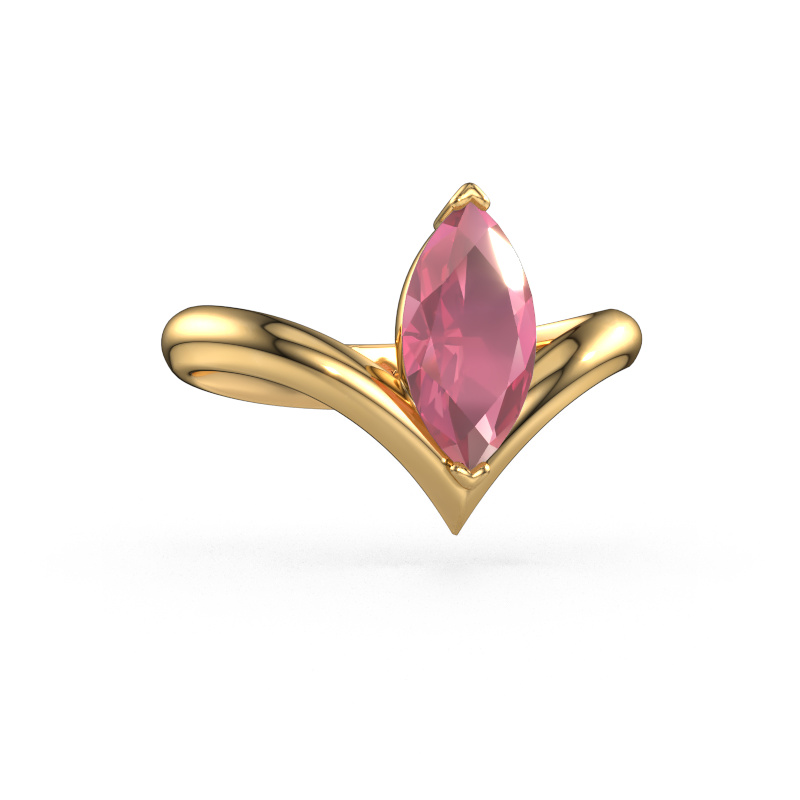 Image de Bague de fiançailles Maddy MRQ 585 or jaune Rose tourmaline 11x5.5 mm