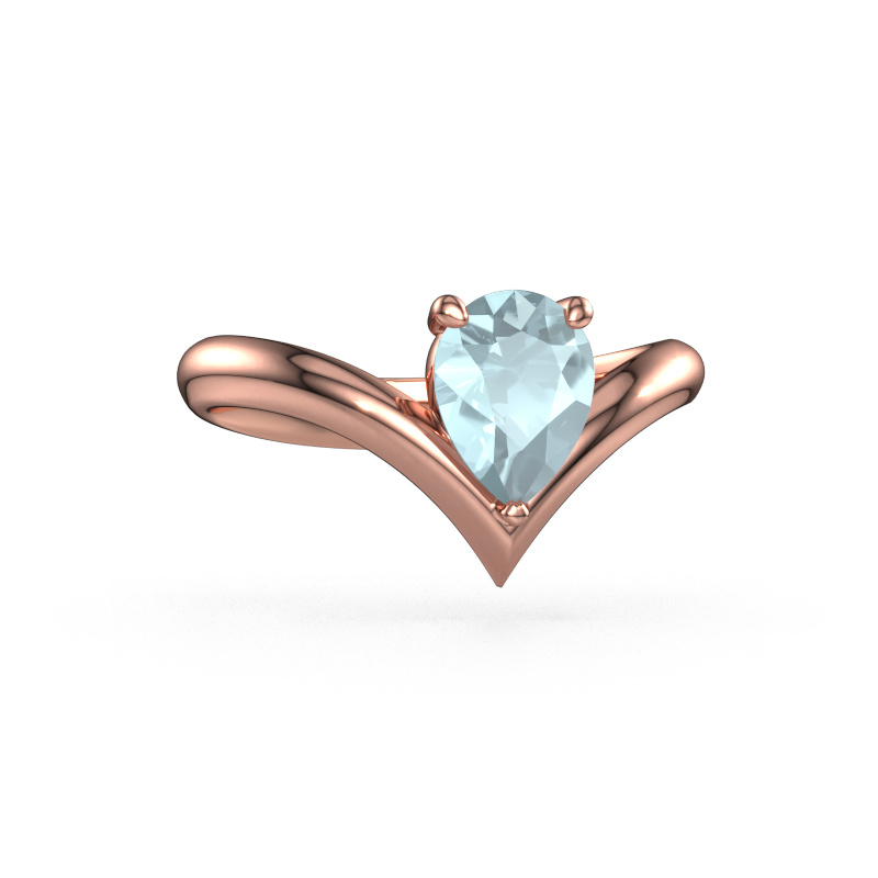 Bild von Verlobungsring Maddy PER 585 Roségold Aquamarin 8x6 mm