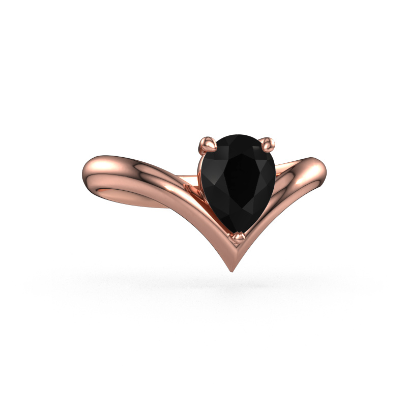 Image of Engagement ring Maddy PER 585 rose gold Black diamond 1.25 crt
