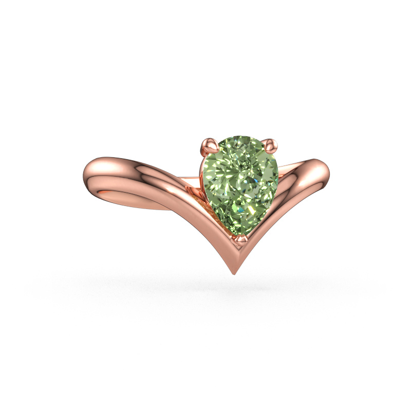 Bild av Förlovningsring Maddy PER 585 roséguld Grön labbodlad diamant 8x6 mm