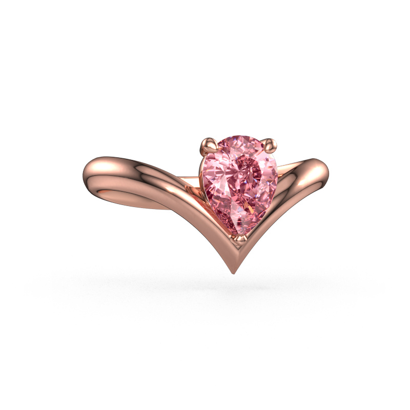 Image of Engagement ring Maddy PER 585 rose gold Pink lab grown diamond 8x6 mm