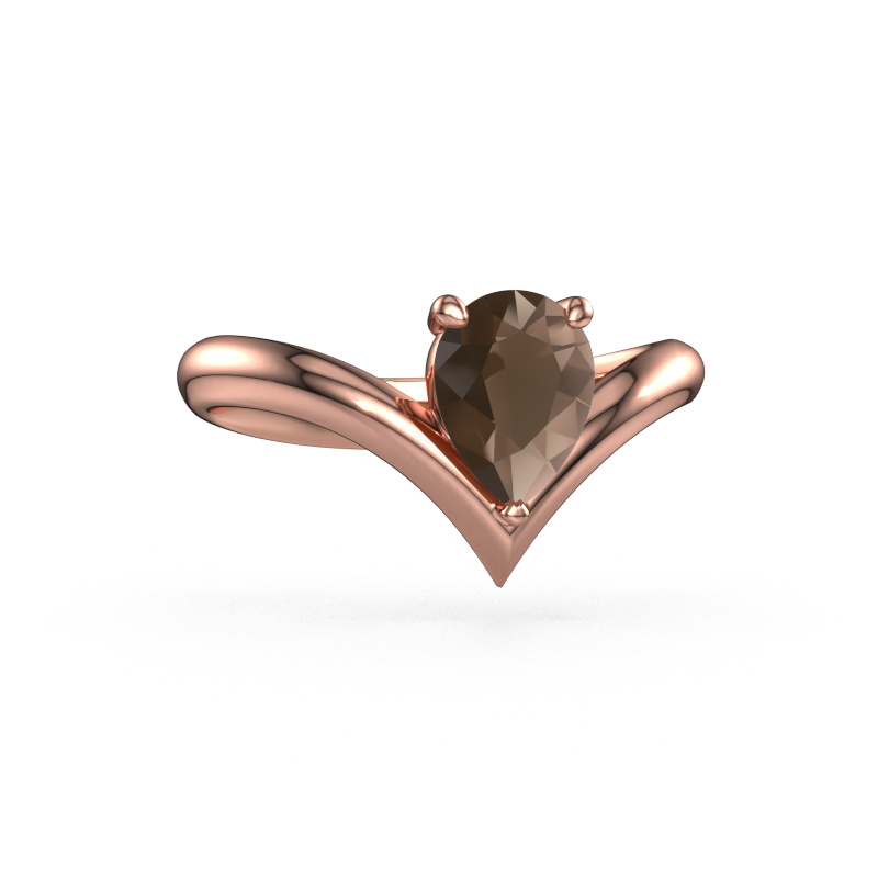 Image of Engagement ring Maddy PER 585 rose gold Smokey quartz 8x6 mm