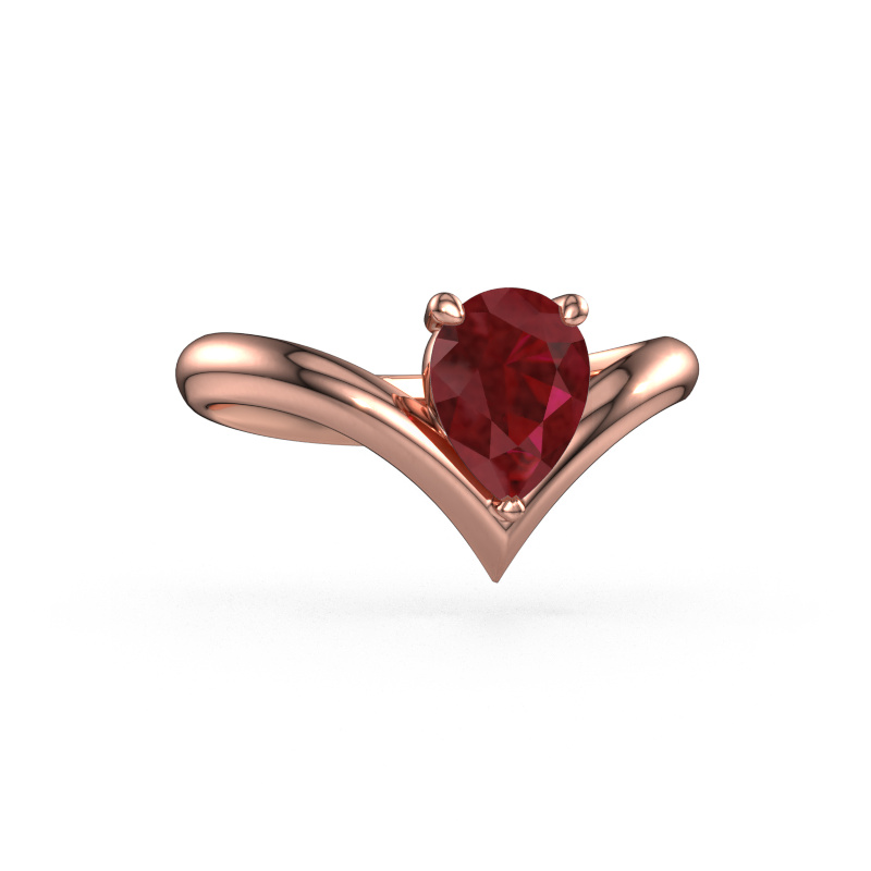 Bild von Verlobungsring Maddy PER 585 Roségold Rubin 8x6 mm
