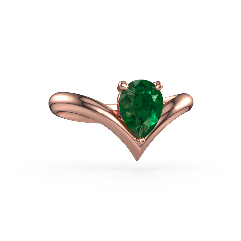 Image of Engagement ring Maddy PER 585 rose gold Emerald 8x6 mm